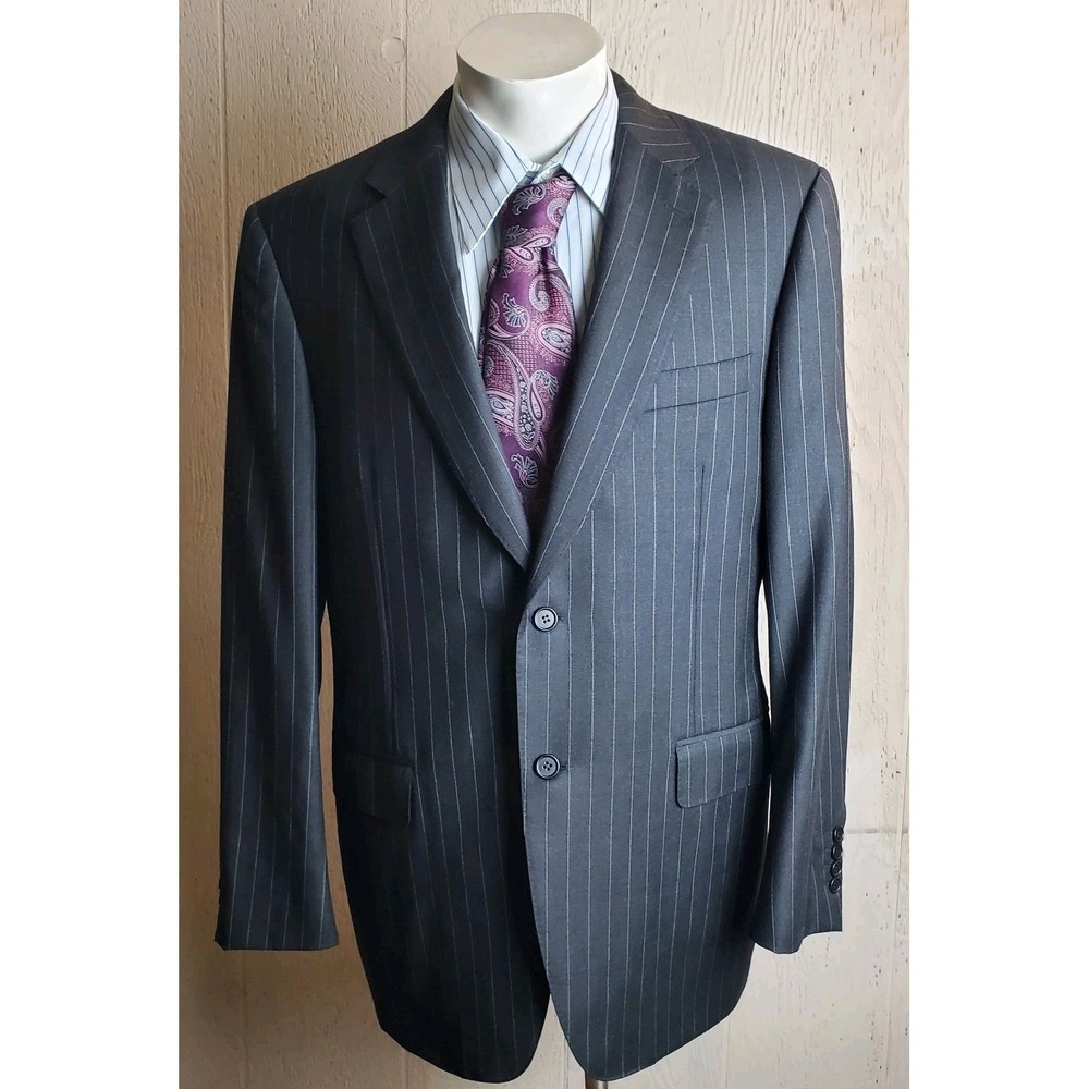 Canali 1934 Blazer Mens 42 R Charcoral Striped Wool Double Vented Italy